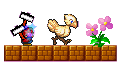 Enemies patrolling a brick platform