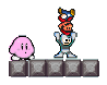 One player carrying another upside down