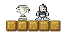Trophies standing on boxes