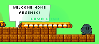 A new door in a house, with the world's name Lava Land over it